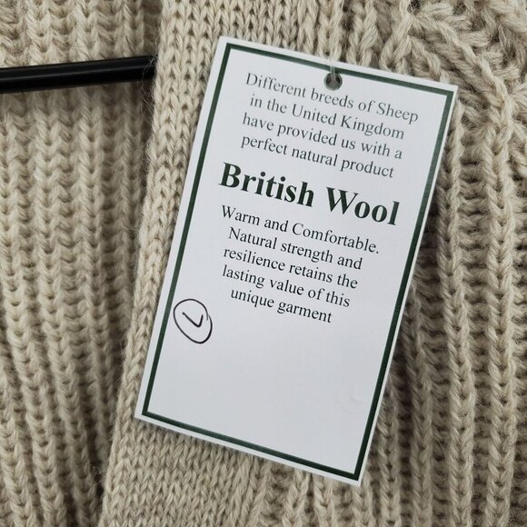 Niffi Ecoose British Wool Knit Cardigan Harris Tweed Patches Men Size Large NWT - Picture 6 of 16